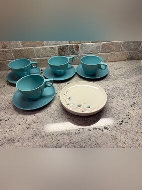 12 Piece Mid-Century Modern Atomic Aqua Melmac Melamine Serving Pieces